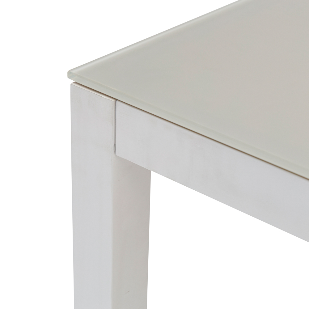 Mesa de comedor Adin 200*90 alum.blanco cristal gris claro