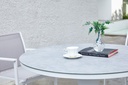 Mesa de comedor Jenner 110cm aluminio blanco encimera cristal ceramico gris claro