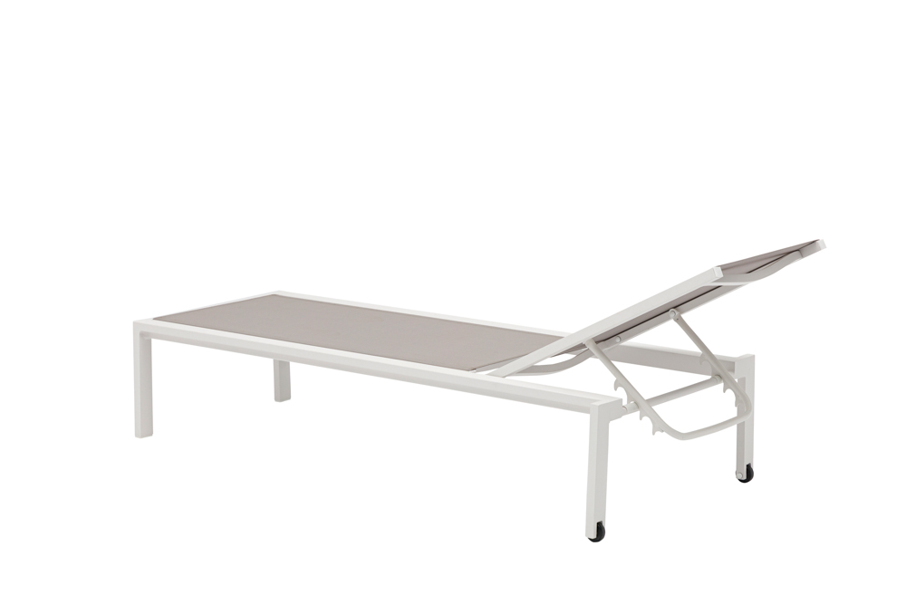 Tumbona Bangor aluminio blanco y textilene gris claro