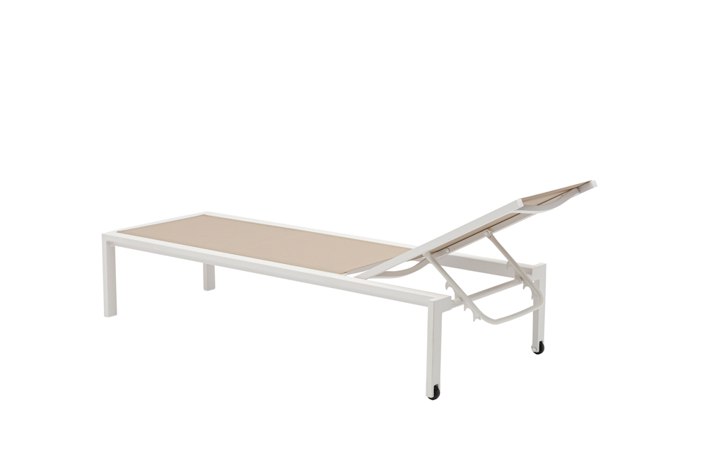 Tumbona Bangor aluminio blanco y textilene taupe