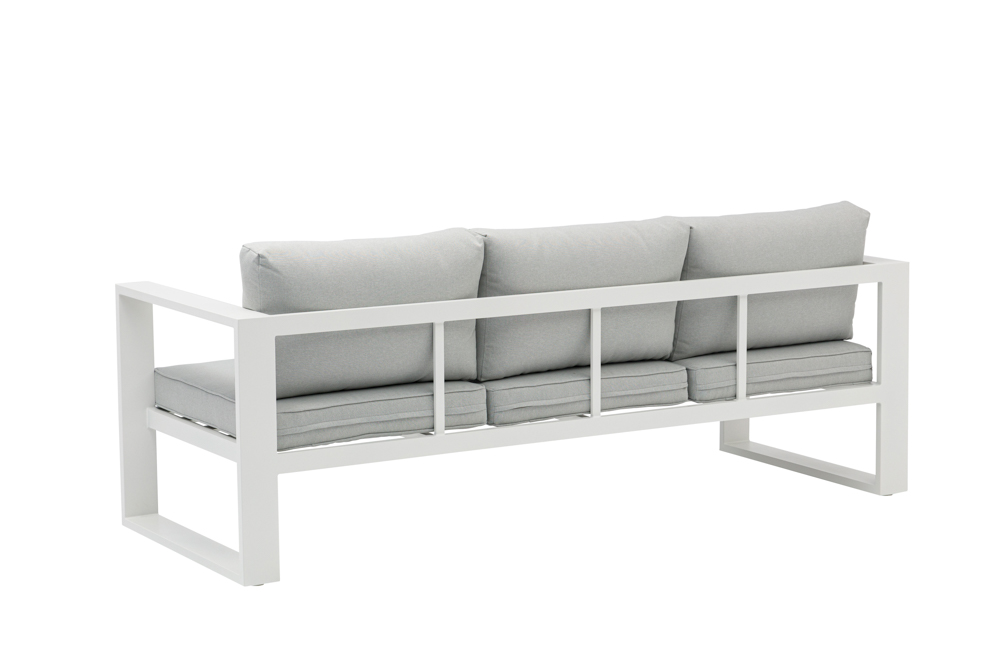 Sofa 3 plazas  Niland aluminio blanco y cojineria gris claro