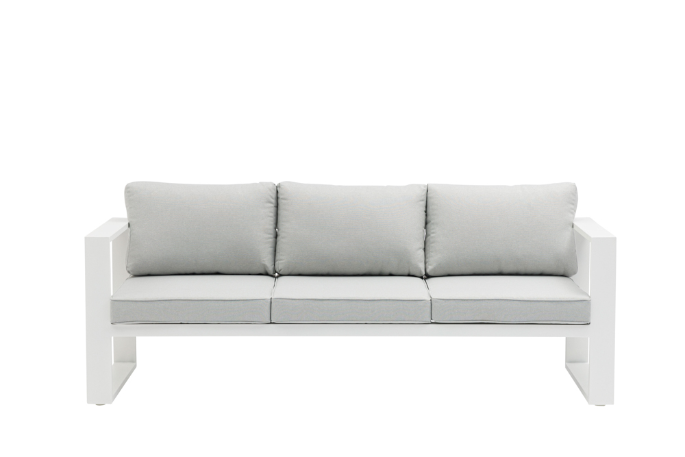 Sofa 3 plazas  Niland aluminio blanco y cojineria gris claro