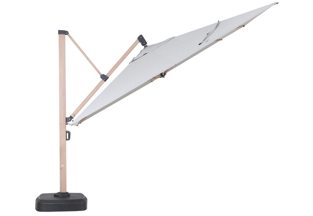 Sombrilla Mitras 350x350 cm pie lateral con base rellenable de  150Kgs.