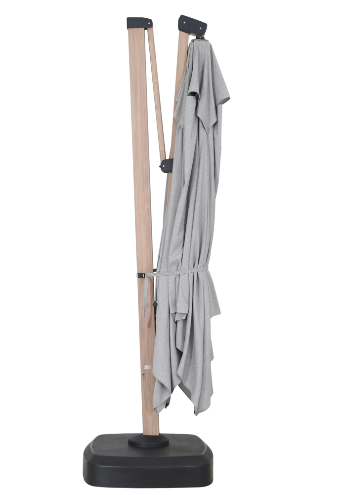 Sombrilla Mitras 350x350 cm pie lateral con base rellenable de  150Kgs.