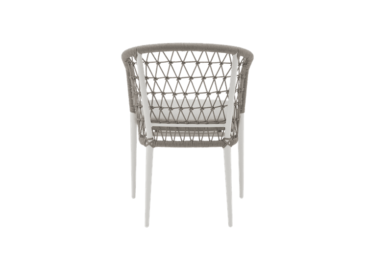 Silla de comedor Nelayan aluminio blanco cuerda Greige