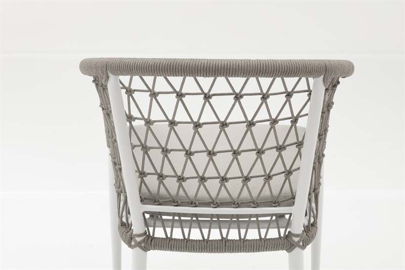 Silla de comedor Nelayan aluminio blanco cuerda Greige