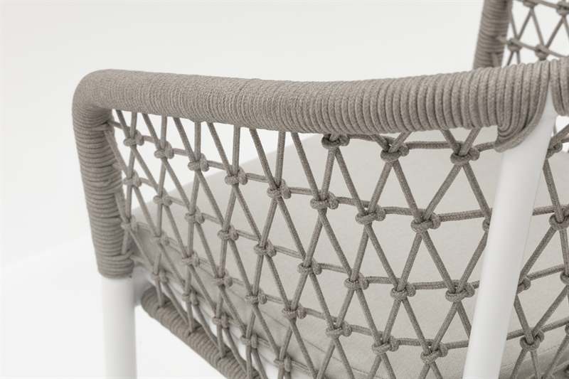 Silla de comedor Nelayan aluminio blanco cuerda Greige