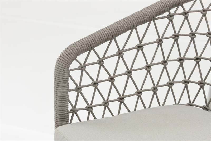 Silla de comedor Nelayan aluminio blanco cuerda Greige