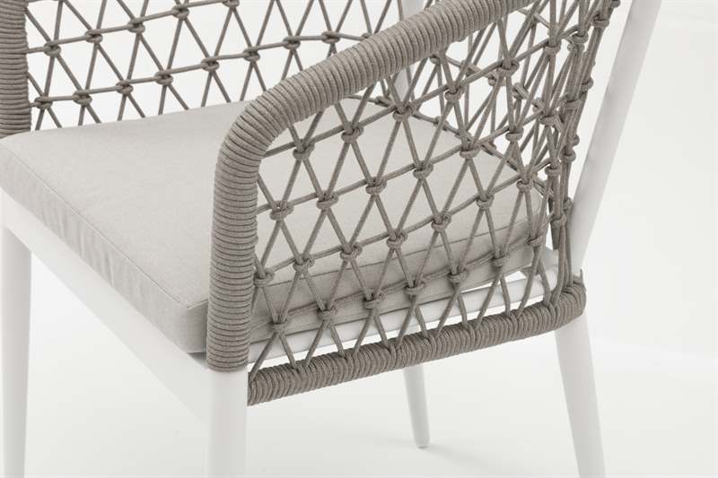 Silla de comedor Nelayan aluminio blanco cuerda Greige