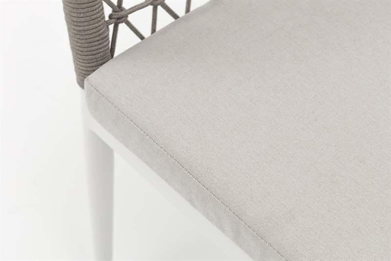 Silla de comedor Nelayan aluminio blanco cuerda Greige
