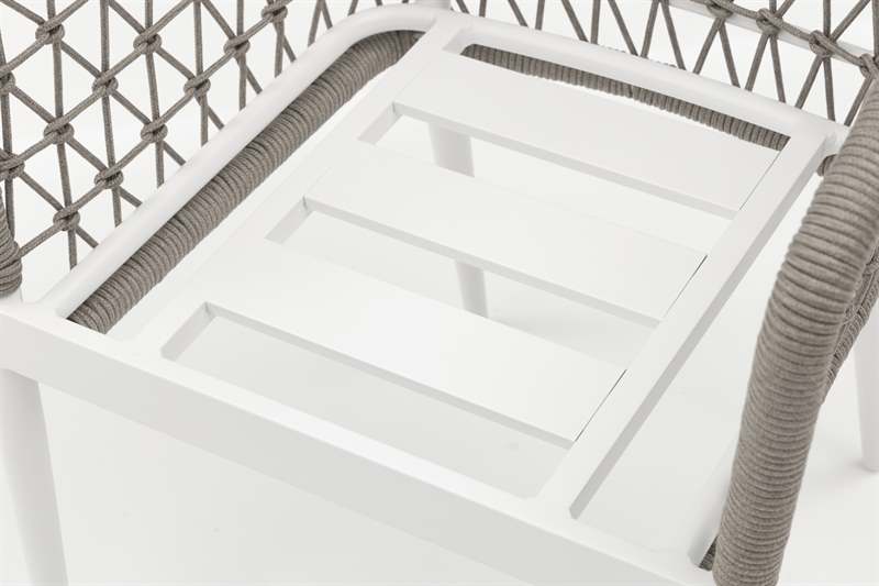 Silla de comedor Nelayan aluminio blanco cuerda Greige
