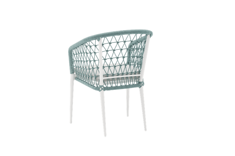 Silla de comedor Nelayan aluminio blanco cuerda Aqua