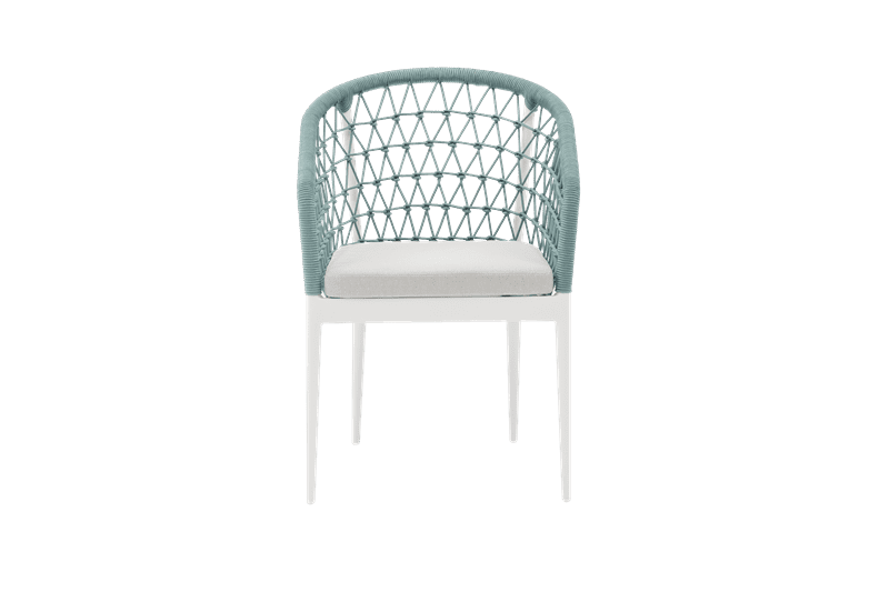 Silla de comedor Nelayan aluminio blanco cuerda Aqua