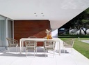 Silla de comedor Nelayan aluminio blanco cuerda Greige