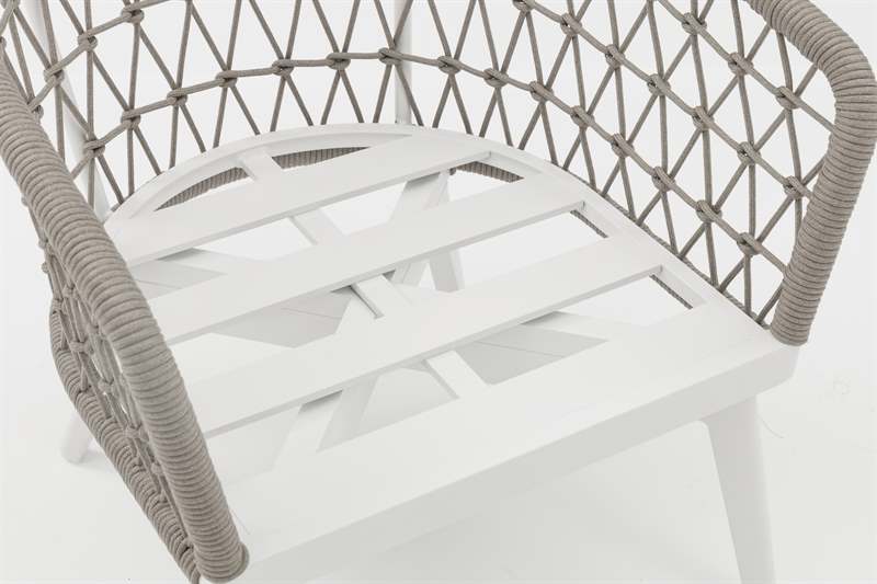sillon 1 plaza Nelayan aluminio blanco cuerda Greige