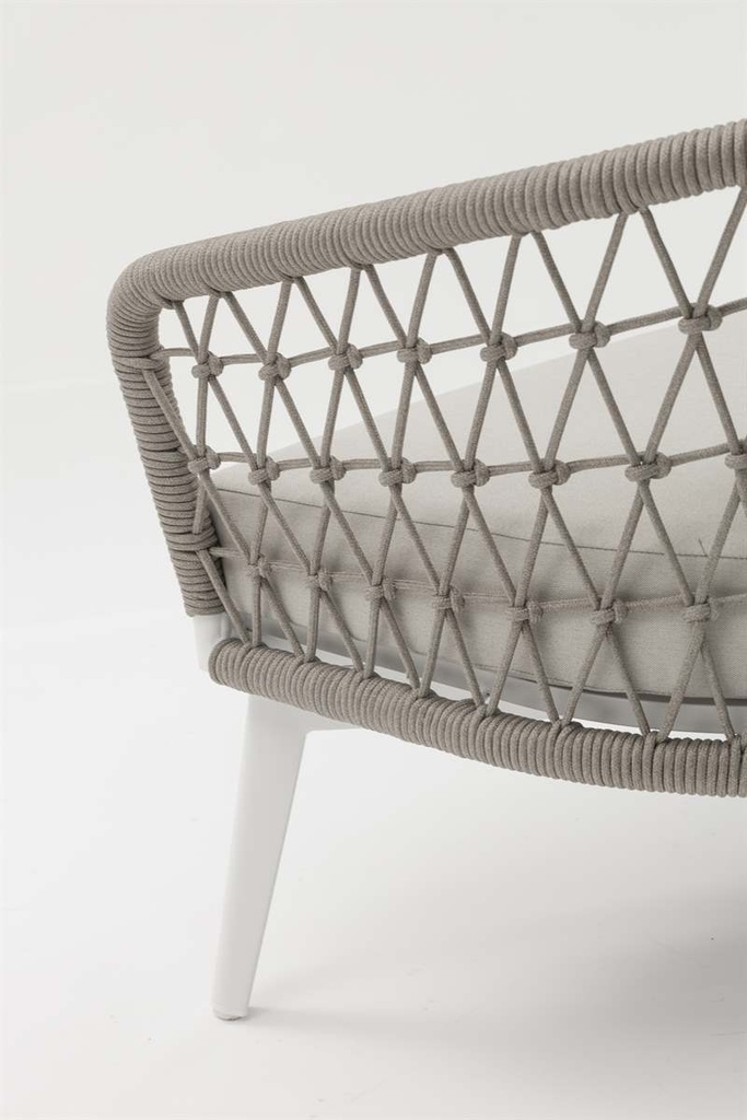 sillon 1 plaza Nelayan aluminio blanco cuerda Greige