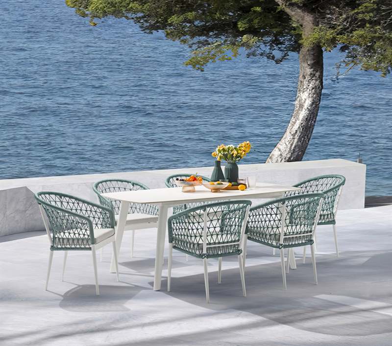 sillon 1 plaza Nelayan aluminio blanco cuerda Aqua