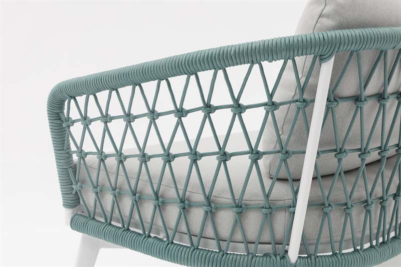 Sofa 3 plazas Nelayan aluminio blanco cuerda Aqua