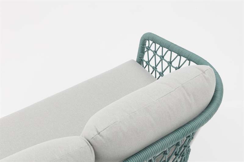 Sofa 3 plazas Nelayan aluminio blanco cuerda Aqua