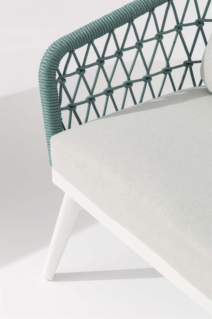 Sofa 3 plazas Nelayan aluminio blanco cuerda Aqua