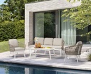 Sofa 3 plazas Nelayan aluminio blanco cuerda Greige