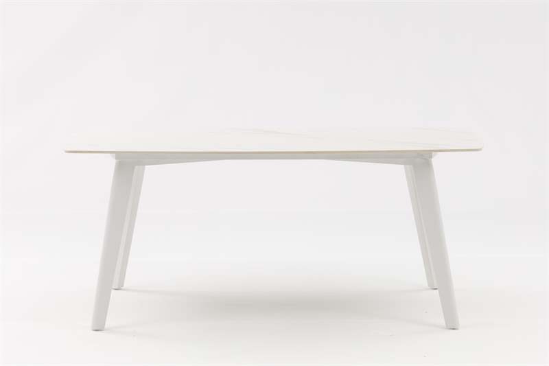 Mesa de comedor Nelayan 180x90 alu blanco top sint. Blanco