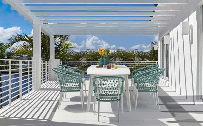 Mesa de comedor Nelayan 180x90 alu blanco top sint. Blanco
