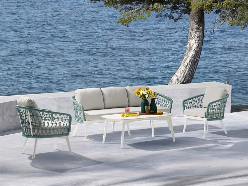 Mesa de centro Nelayan 120x70  alu blanco top sint. Blanco