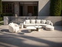 MESA DE CENTRO REDONDA CORINTO DIAM.71CM ALUMINIO BLANCO CON LUZ SOLAR