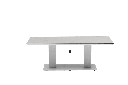 Mesa elevable Isabela 140x75x50/74  aluminio blanco con cristal ceramico gris claro