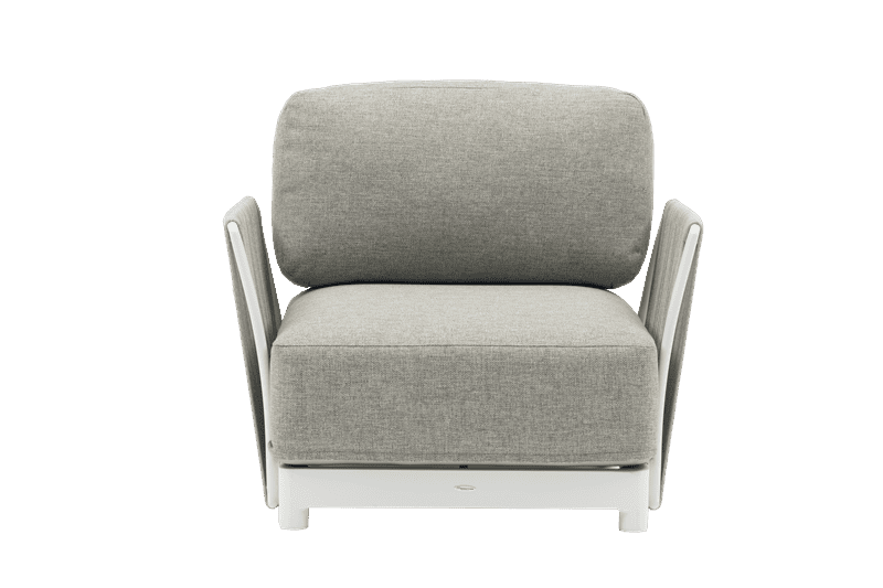 Sofa 1 plaza Silai aluminio blanco textil gris medio