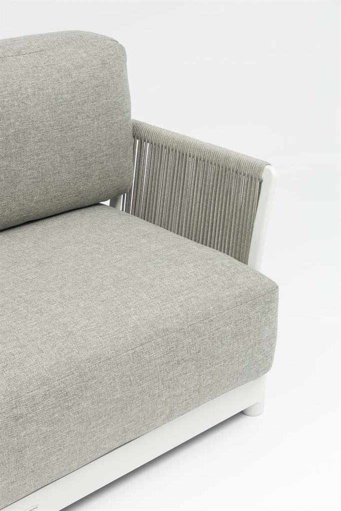 Sofa 2 plazas Silai aluminio blanco textil gris medio