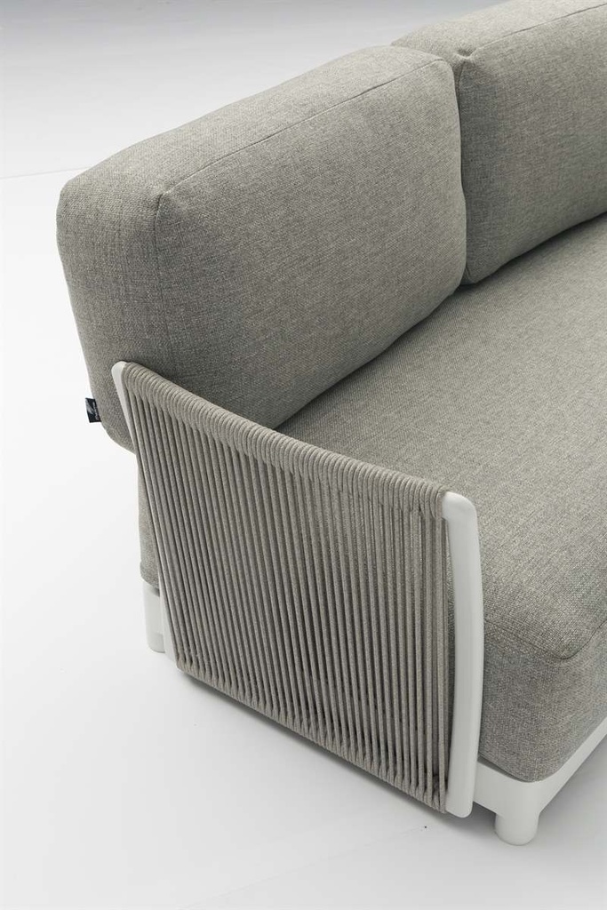 Sofa 2 plazas Silai aluminio blanco textil gris medio
