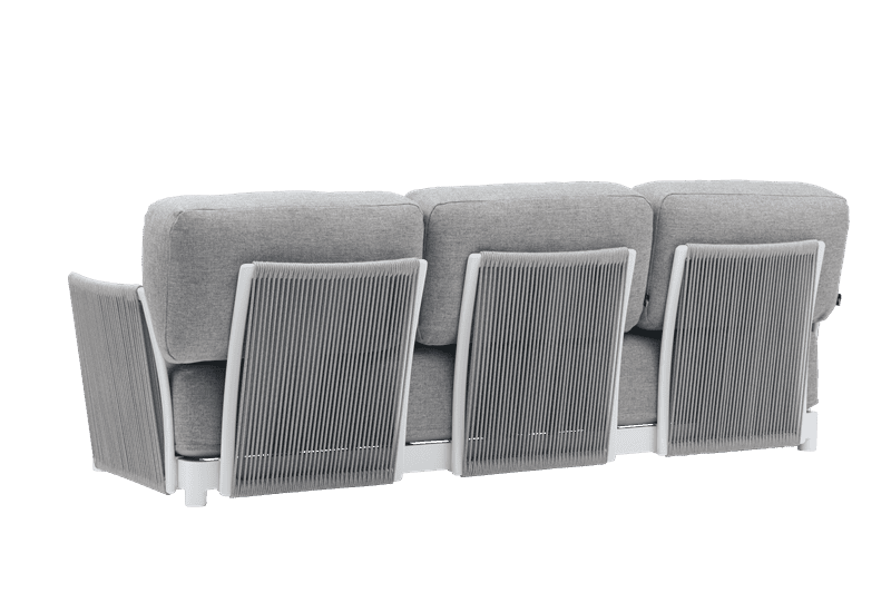 Sofa 3 plazas Silai aluminio blanco textil gris medio