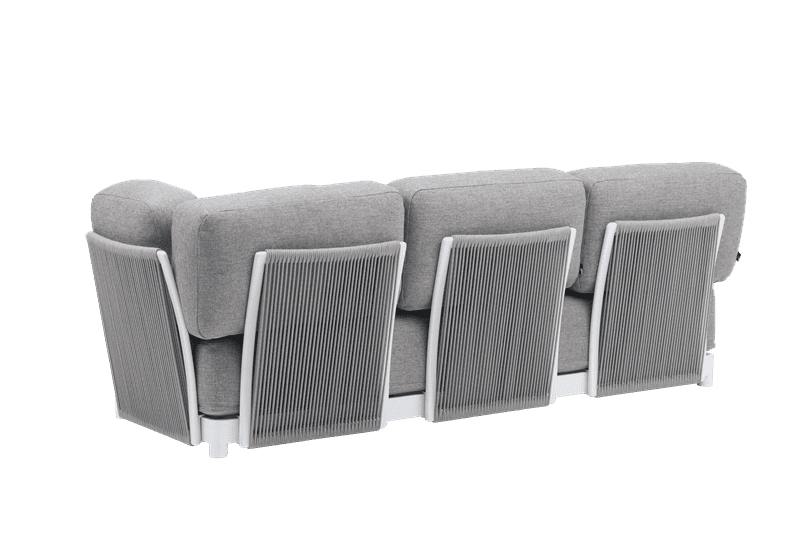 Sofa 3 plazas Silai aluminio blanco textil gris medio