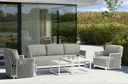 Sofa 3 plazas Silai aluminio blanco textil gris medio