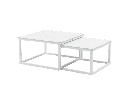 Set mesas axiliares Silai aluminio blanco con encimera ceramica beige.