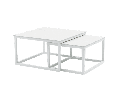 Set mesas axiliares Silai aluminio blanco con encimera ceramica beige.
