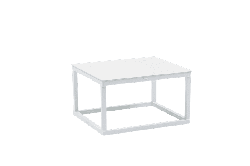 Set mesas axiliares Silai aluminio blanco con encimera ceramica beige.