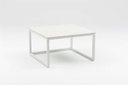 Set mesas axiliares Silai aluminio blanco con encimera ceramica beige.