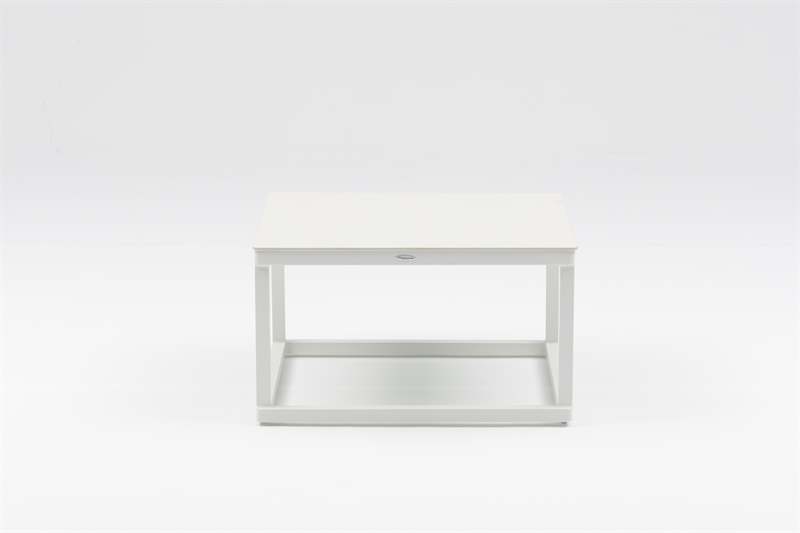 Set mesas axiliares Silai aluminio blanco con encimera ceramica beige.