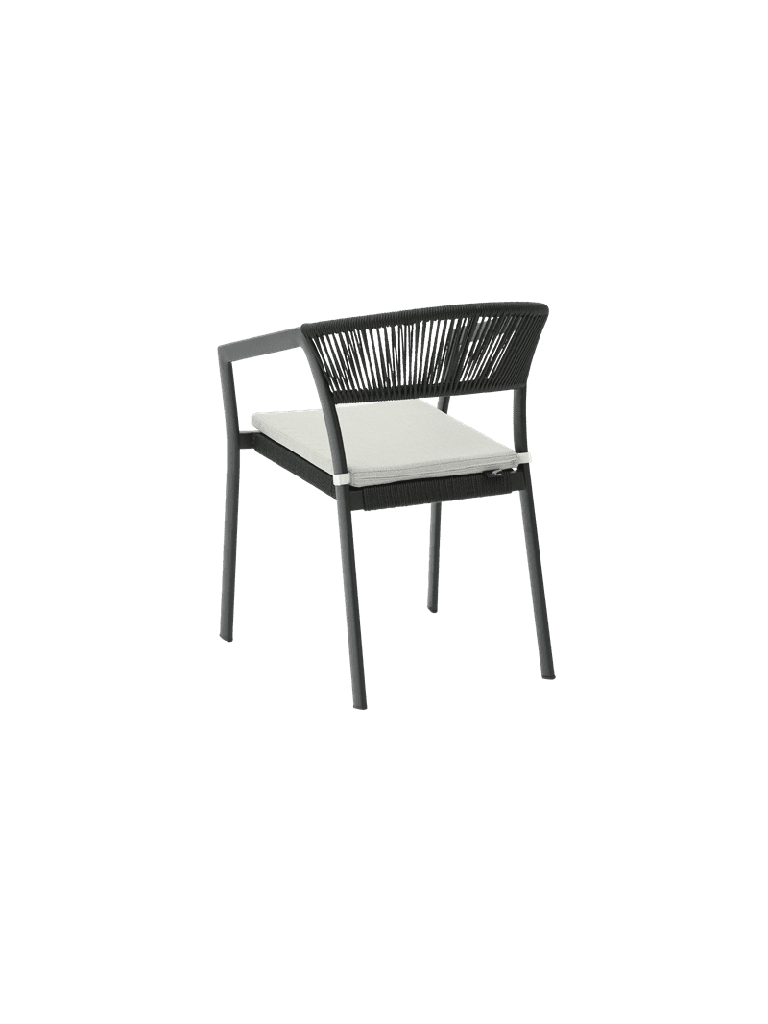 SILLA CON BRAZOS APPELTON ALUMINIO NEGRO  Y TRENZADO NEGRO