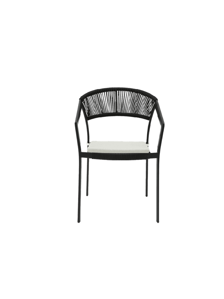 SILLA CON BRAZOS APPELTON ALUMINIO NEGRO  Y TRENZADO NEGRO
