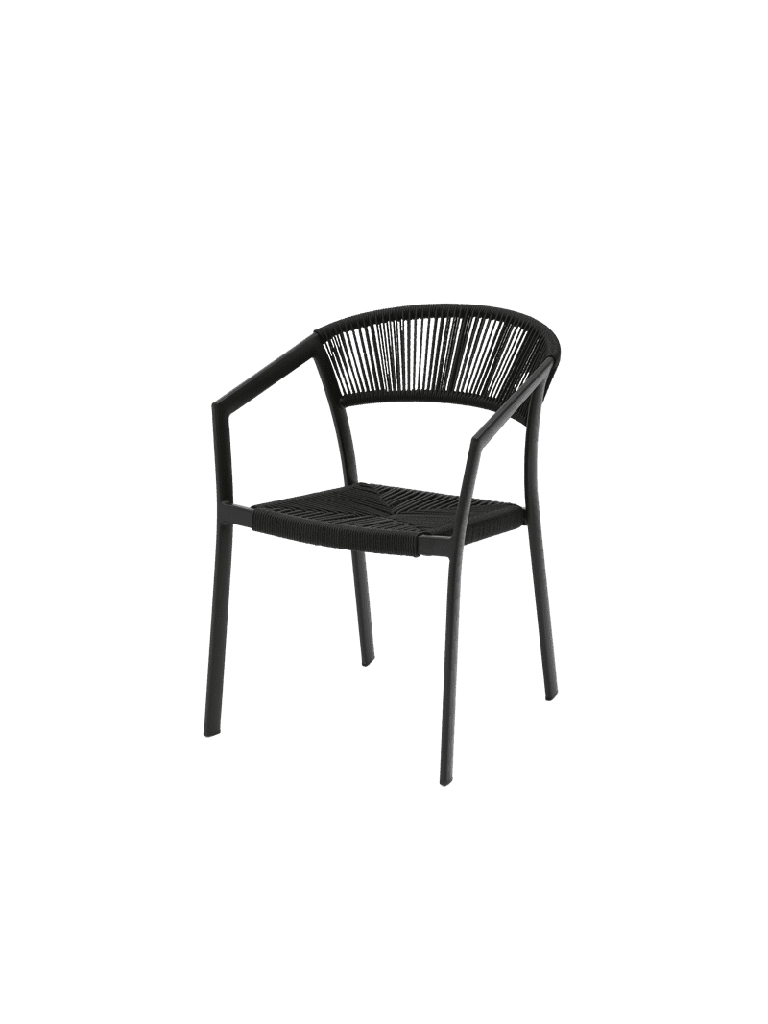 SILLA CON BRAZOS APPELTON ALUMINIO NEGRO  Y TRENZADO NEGRO