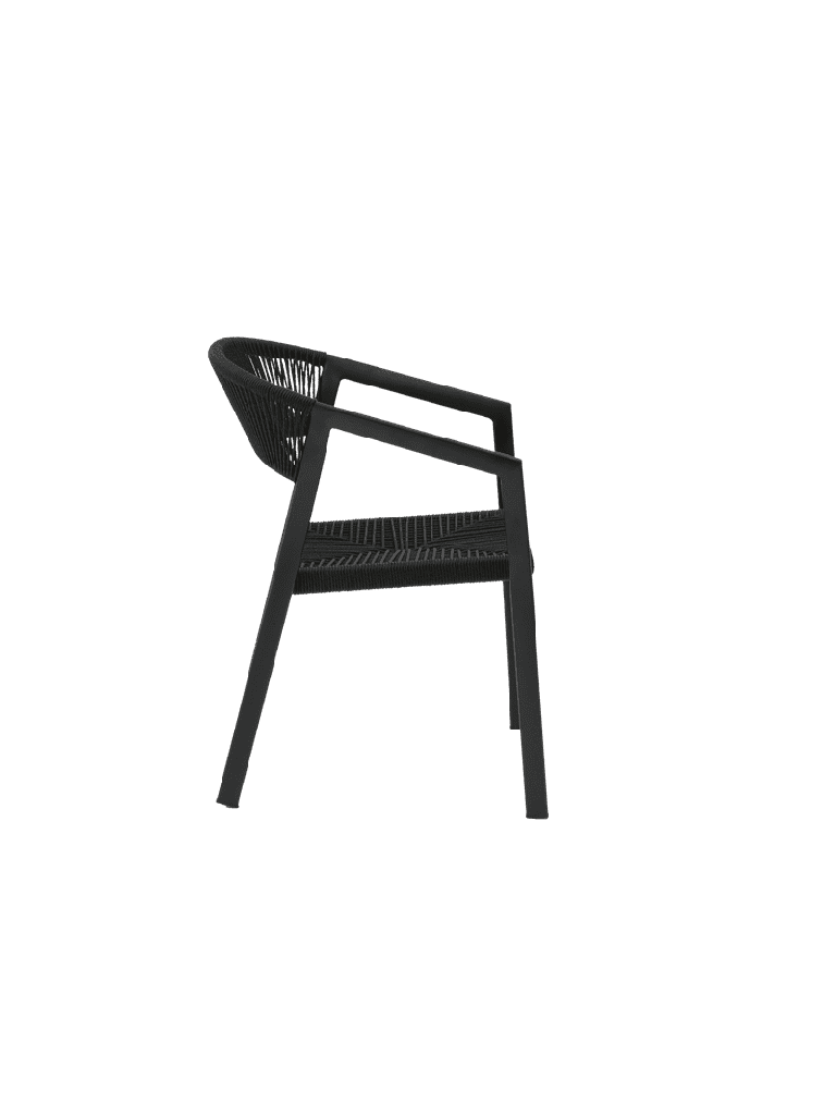 SILLA CON BRAZOS APPELTON ALUMINIO NEGRO  Y TRENZADO NEGRO