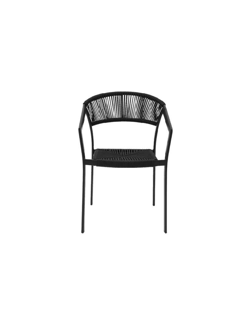 SILLA CON BRAZOS APPELTON ALUMINIO NEGRO  Y TRENZADO NEGRO
