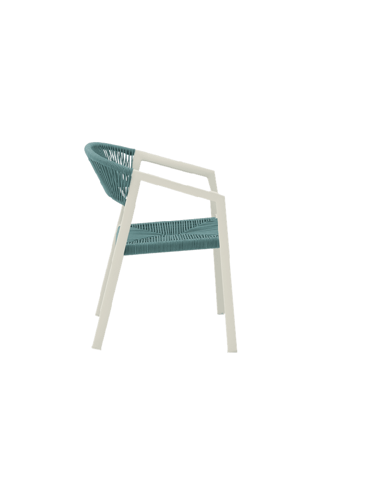 SILLA CON BRAZOS APPELTON ALUMINIO BLANCO  Y TRENZADO AQUA