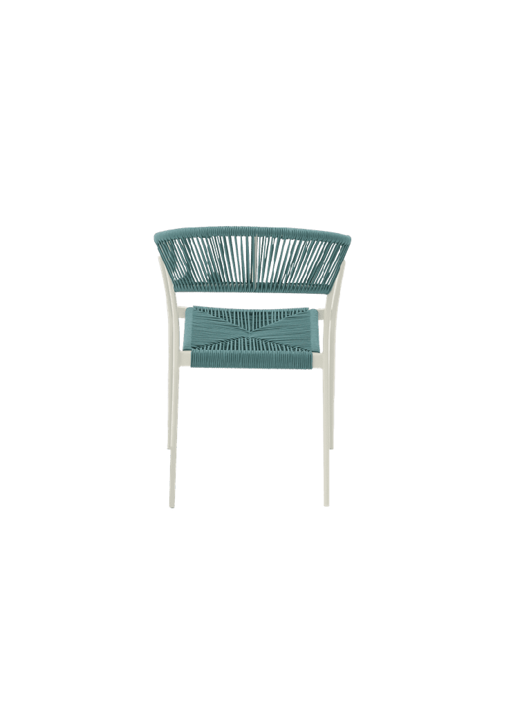 SILLA CON BRAZOS APPELTON ALUMINIO BLANCO  Y TRENZADO AQUA