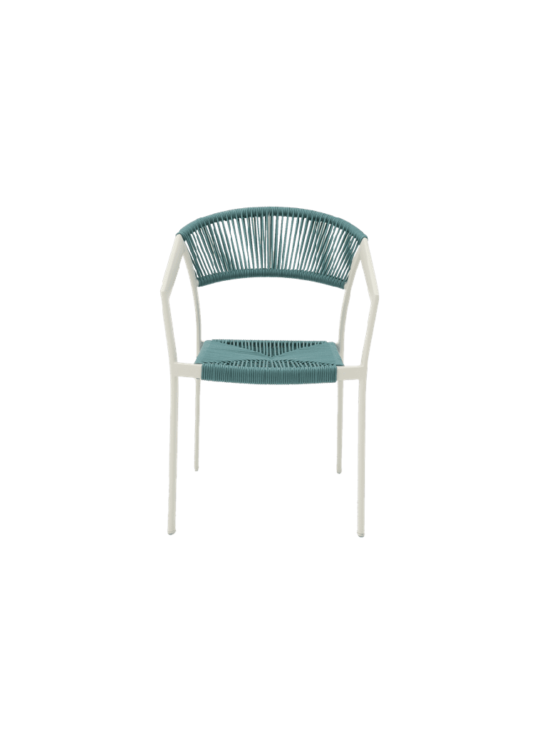 SILLA CON BRAZOS APPELTON ALUMINIO BLANCO  Y TRENZADO AQUA