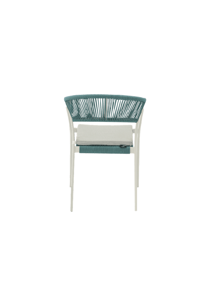 SILLA CON BRAZOS APPELTON ALUMINIO BLANCO  Y TRENZADO AQUA